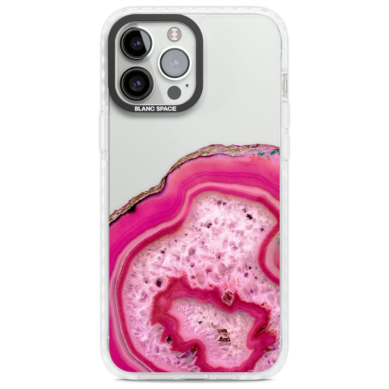 Bright Pink Gemstone Crystal Clear Design Phone Case iPhone 13 Pro Max / Impact Case,iPhone 14 Pro Max / Impact Case Blanc Space