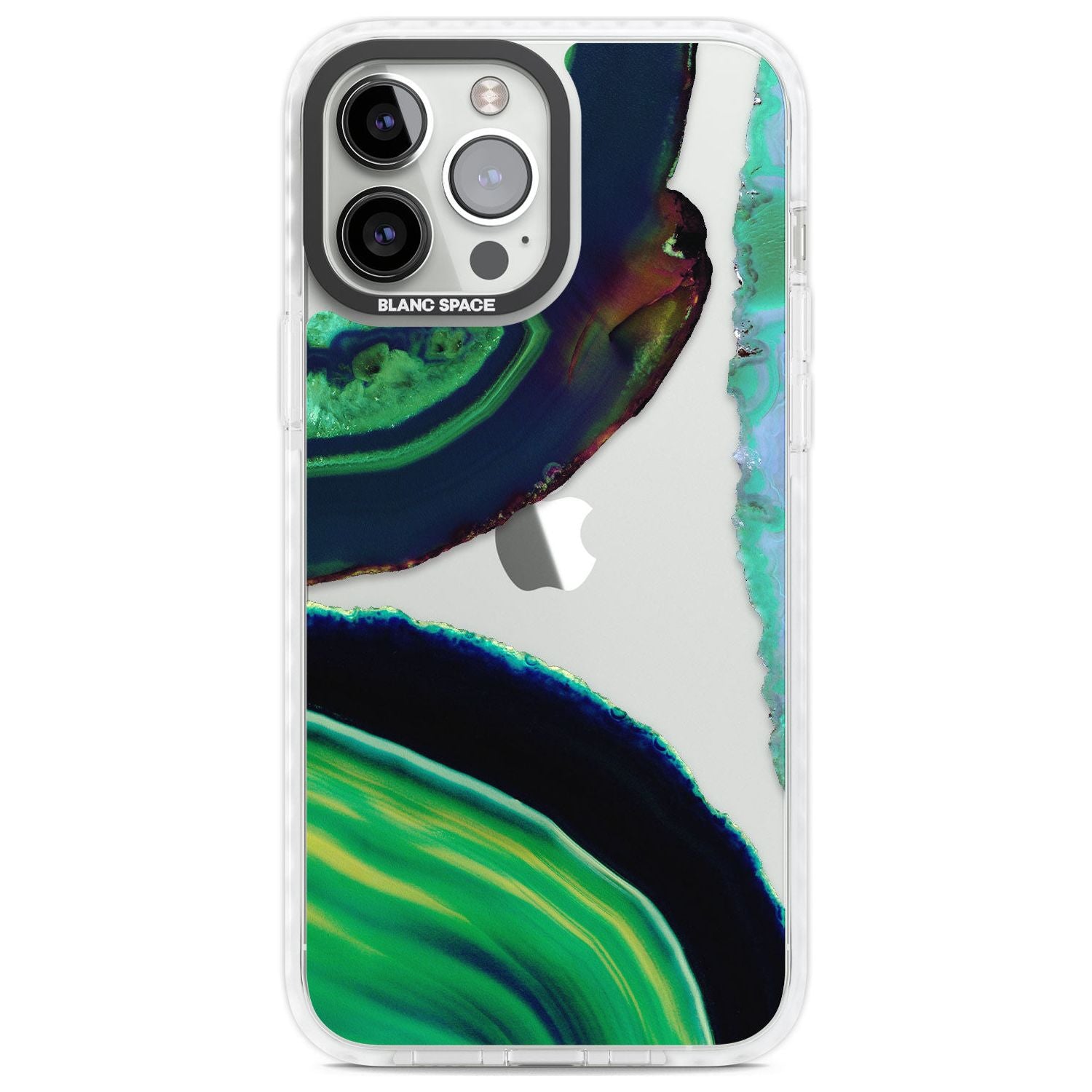 Green & Navy Gemstone Crystal Clear Design Phone Case iPhone 13 Pro Max / Impact Case,iPhone 14 Pro Max / Impact Case Blanc Space
