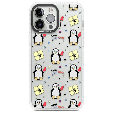 Cute Penguin Pattern Clear Phone Case iPhone 13 Pro Max / Impact Case,iPhone 14 Pro Max / Impact Case Blanc Space