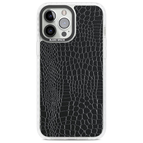 Black Snakeskin Phone Case iPhone 13 Pro Max / Impact Case,iPhone 14 Pro Max / Impact Case Blanc Space