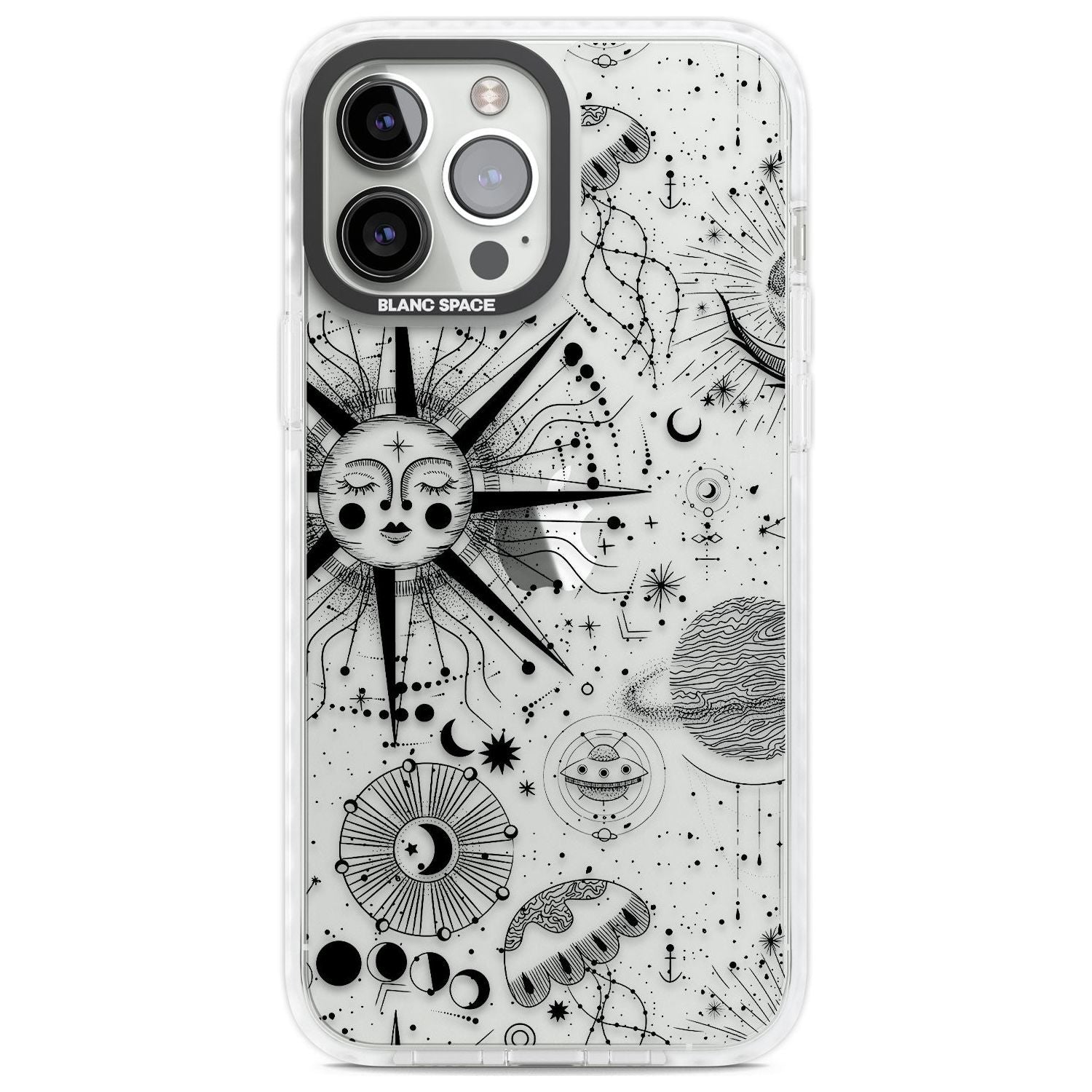 Large Sun Vintage Astrological Phone Case iPhone 13 Pro Max / Impact Case,iPhone 14 Pro Max / Impact Case Blanc Space