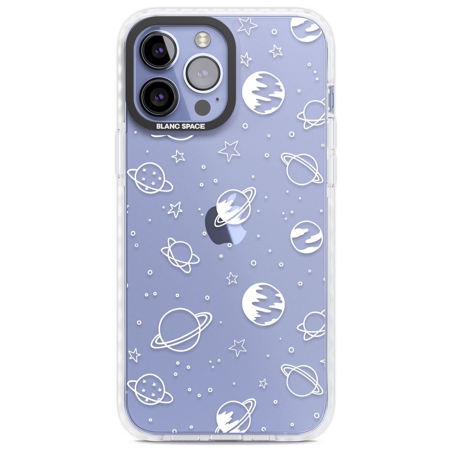 Cosmic Outer Space Design White on Clear Phone Case iPhone 13 Pro Max / Impact Case,iPhone 14 Pro Max / Impact Case Blanc Space