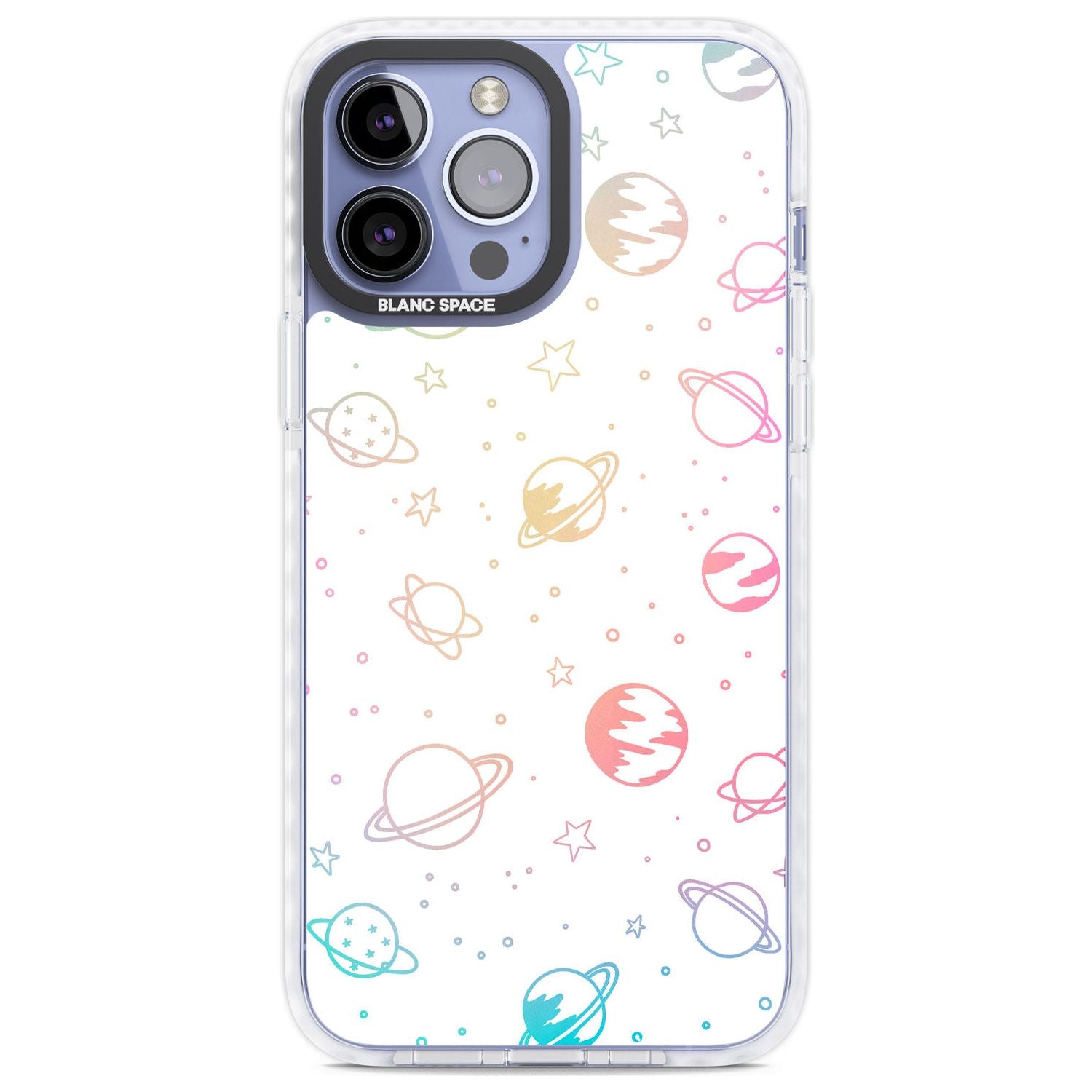 Cosmic Outer Space Design Pastels on White Phone Case iPhone 13 Pro Max / Impact Case,iPhone 14 Pro Max / Impact Case Blanc Space