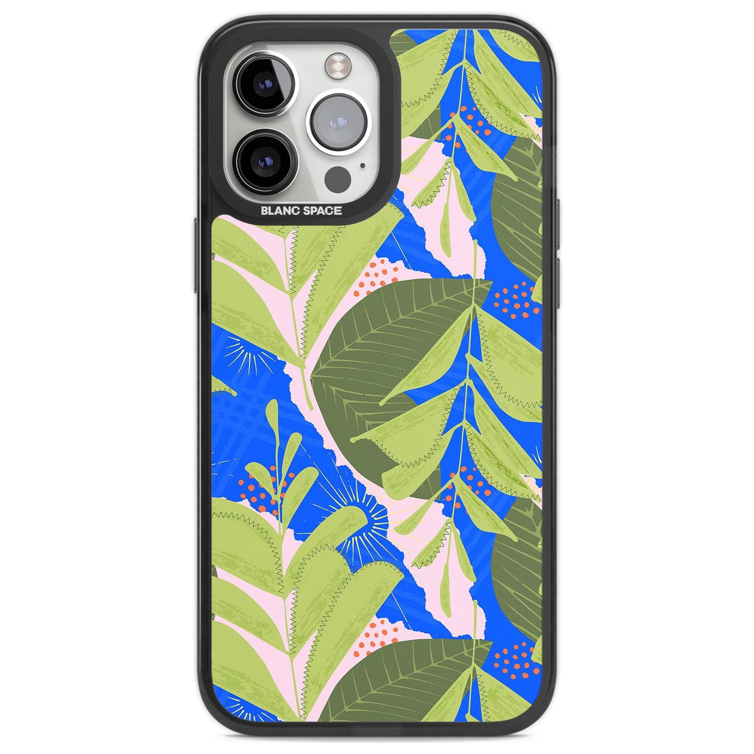 Fern Leaves Abstract Pattern Phone Case iPhone 13 Pro Max / Black Impact Case,iPhone 14 Pro Max / Black Impact Case Blanc Space