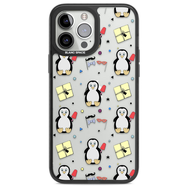 Cute Penguin Pattern Clear Phone Case iPhone 14 Pro Max / Black Impact Case,iPhone 13 Pro Max / Black Impact Case Blanc Space