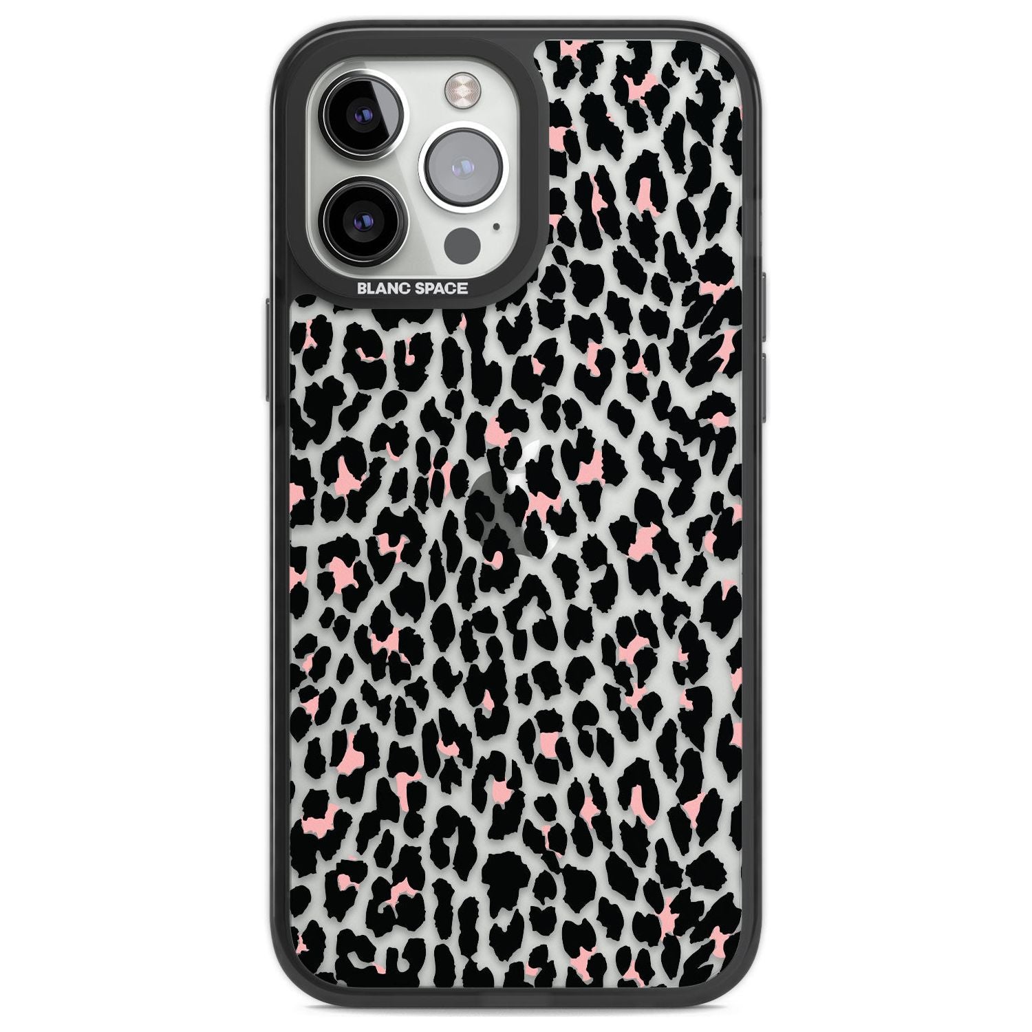 Light Pink Leopard Print - Transparent Phone Case iPhone 13 Pro Max / Black Impact Case,iPhone 14 Pro Max / Black Impact Case Blanc Space