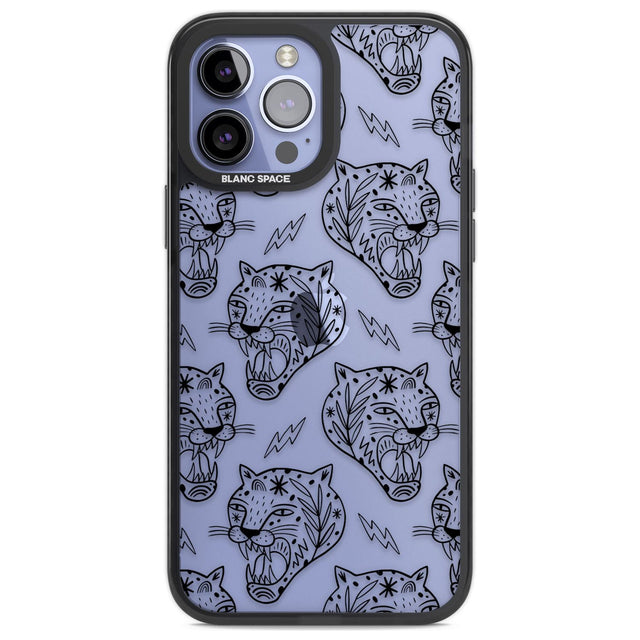 Black Tiger Roar Pattern Phone Case iPhone 13 Pro Max / Black Impact Case,iPhone 14 Pro Max / Black Impact Case Blanc Space