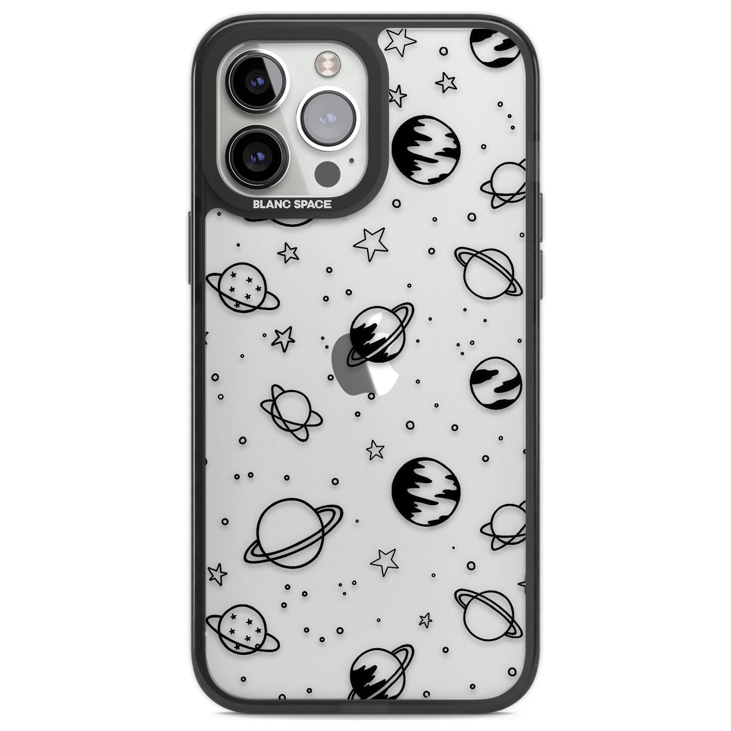 Cosmic Outer Space Design Black on Clear Phone Case iPhone 13 Pro Max / Black Impact Case,iPhone 14 Pro Max / Black Impact Case Blanc Space