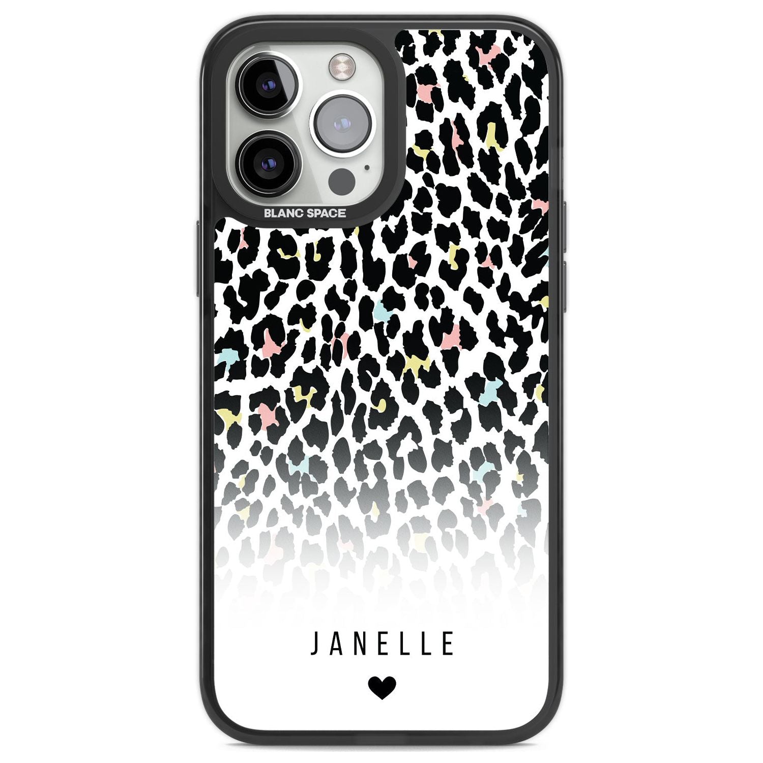 Personalised Pastel Leopard Spots Custom Phone Case iPhone 13 Pro Max / Black Impact Case,iPhone 14 Pro Max / Black Impact Case Blanc Space