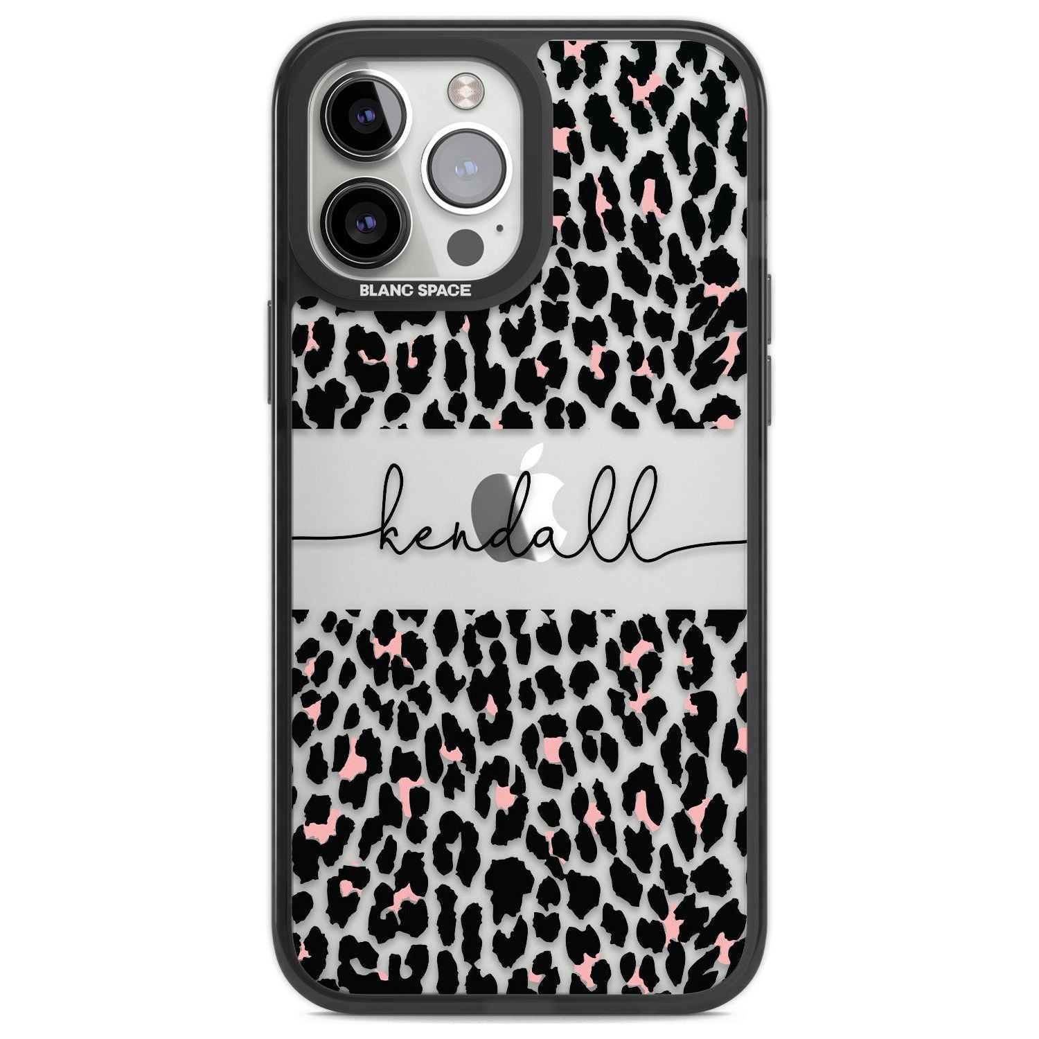 Personalised Pink & Cursive Leopard Spots Custom Phone Case iPhone 13 Pro Max / Black Impact Case,iPhone 14 Pro Max / Black Impact Case Blanc Space