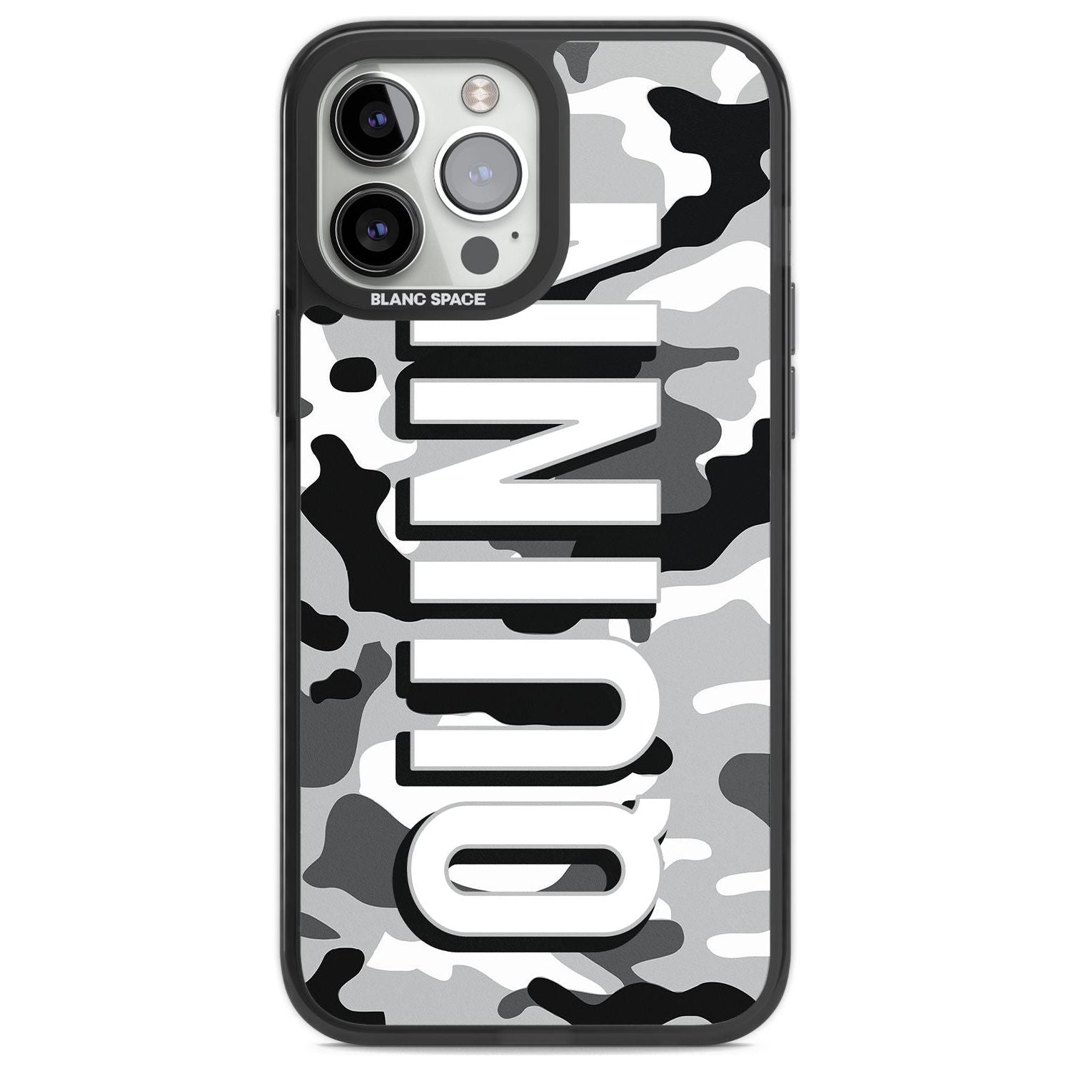 Personalised Greyscale Camo Custom Phone Case iPhone 13 Pro Max / Black Impact Case,iPhone 14 Pro Max / Black Impact Case Blanc Space