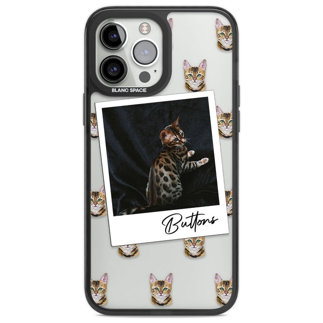 Personalised Bengal Cat Photo Custom Phone Case iPhone 13 Pro Max / Black Impact Case,iPhone 14 Pro Max / Black Impact Case Blanc Space
