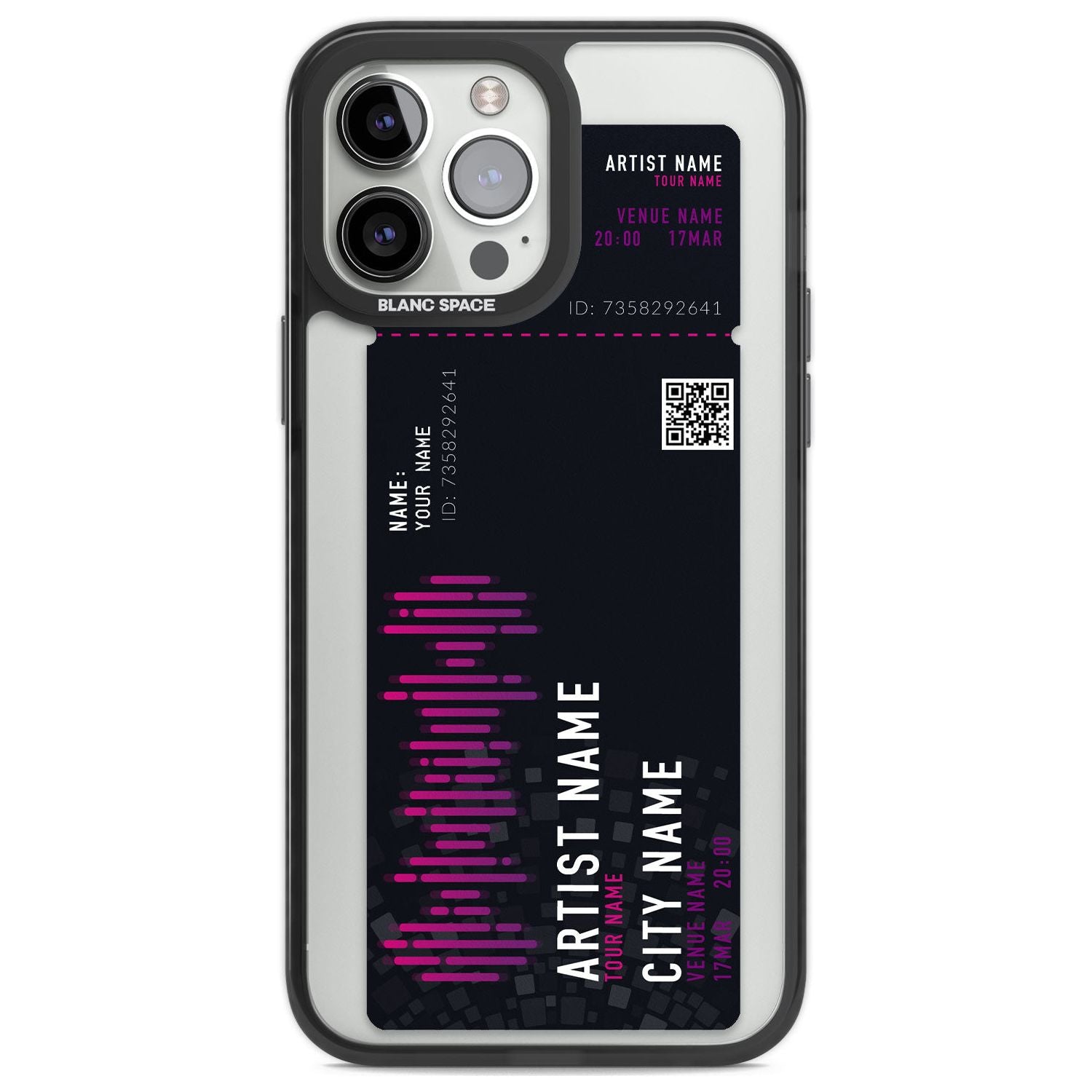 Personalised Concert Ticket Custom Phone Case iPhone 13 Pro Max / Black Impact Case,iPhone 14 Pro Max / Black Impact Case Blanc Space