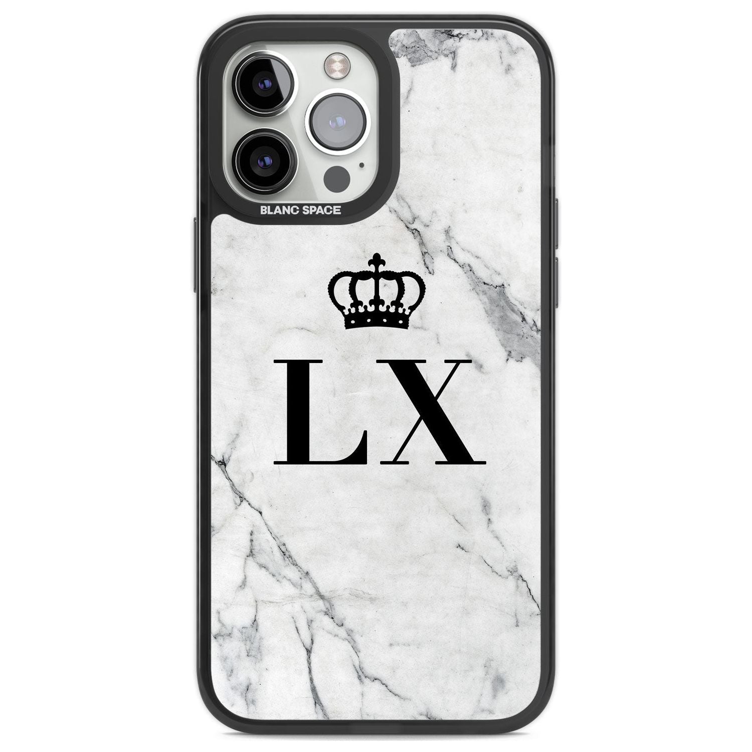 Personalised Initials with Crown on White Marble