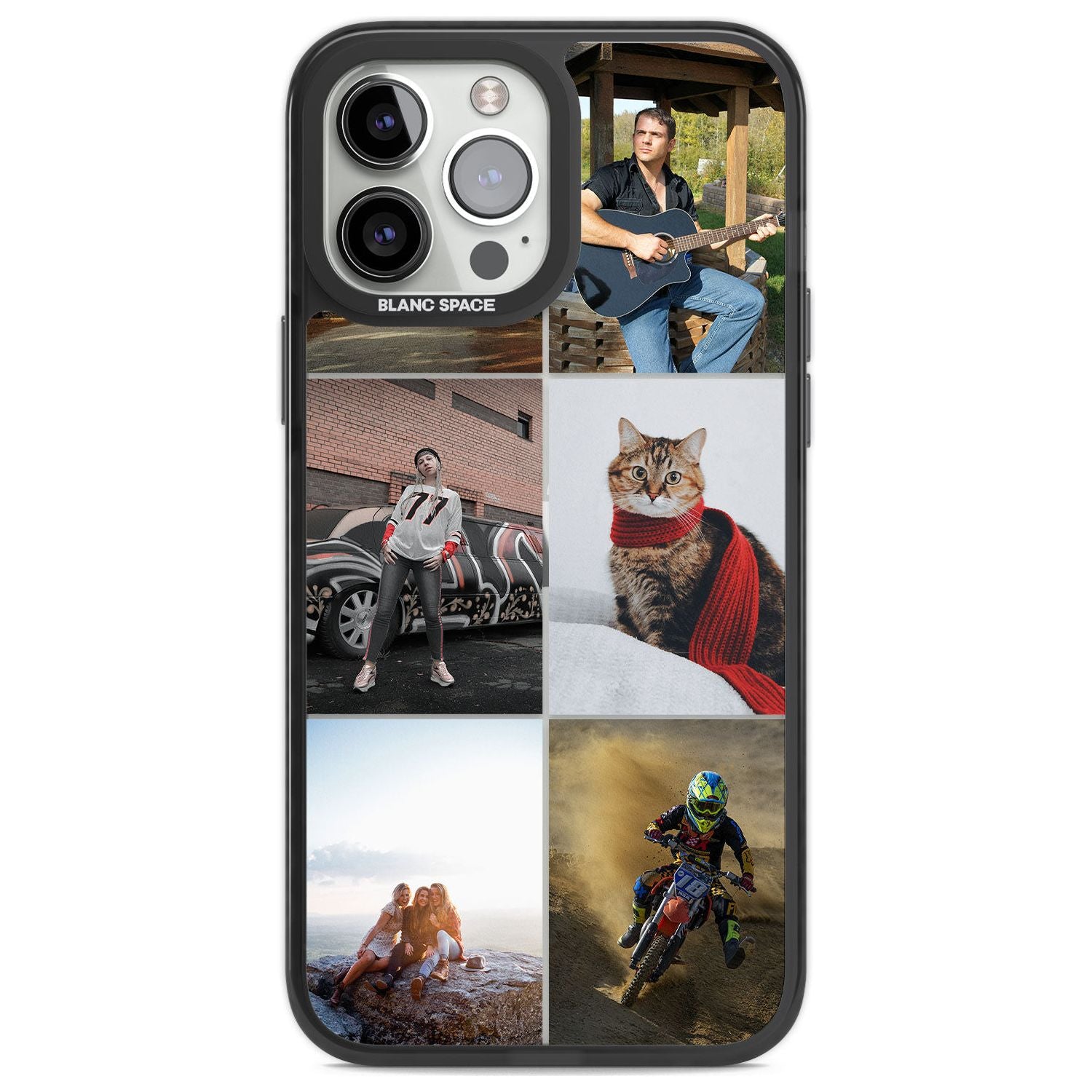 Personalised 6 Photo Grid Custom Phone Case iPhone 13 Pro Max / Black Impact Case,iPhone 14 Pro Max / Black Impact Case Blanc Space
