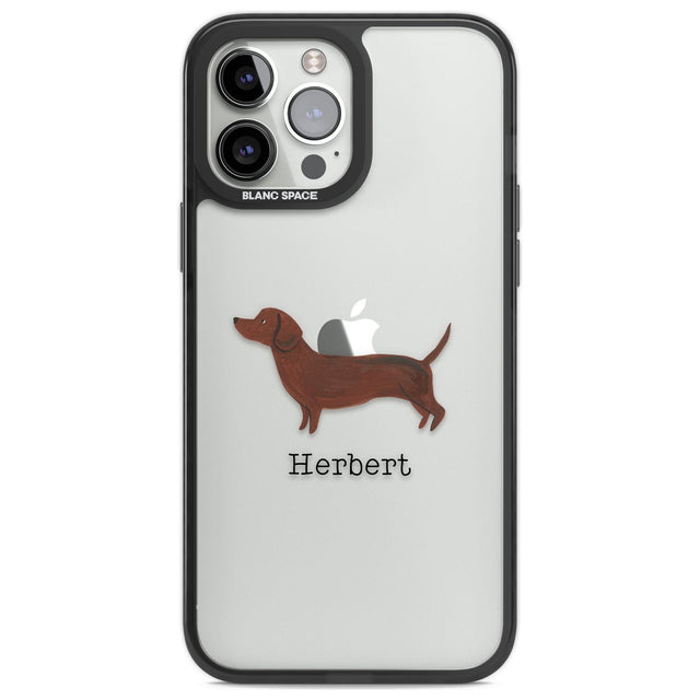 Personalised Hand Painted Sausage Dog Custom Phone Case iPhone 13 Pro Max / Black Impact Case,iPhone 14 Pro Max / Black Impact Case Blanc Space