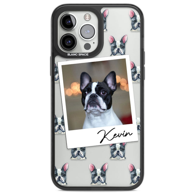 Personalised French Bulldog, Black & White - Dog Photo Custom Phone Case iPhone 13 Pro Max / Black Impact Case,iPhone 14 Pro Max / Black Impact Case Blanc Space