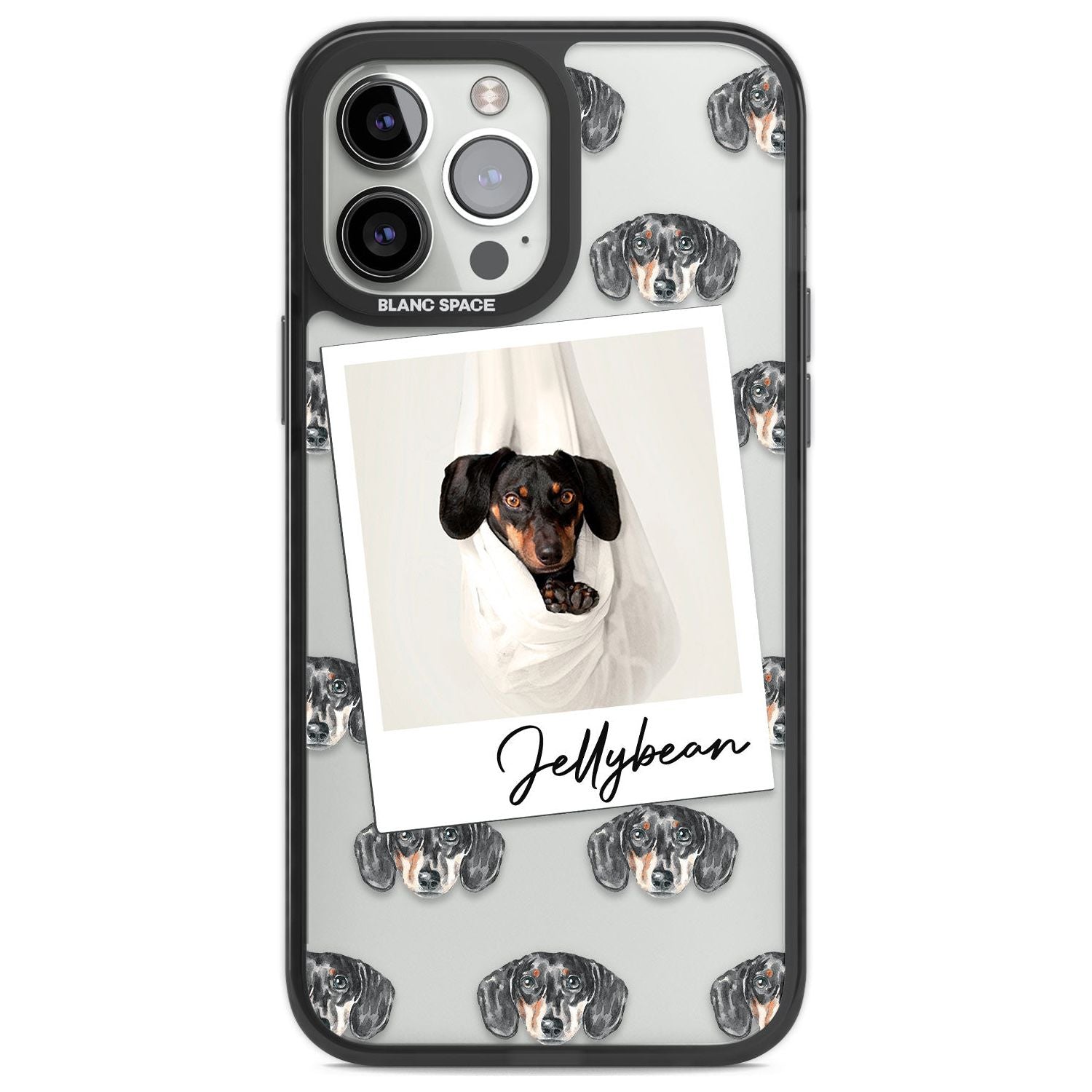Personalised Dachshund, Black- Dog Photo Custom Phone Case iPhone 13 Pro Max / Black Impact Case,iPhone 14 Pro Max / Black Impact Case Blanc Space