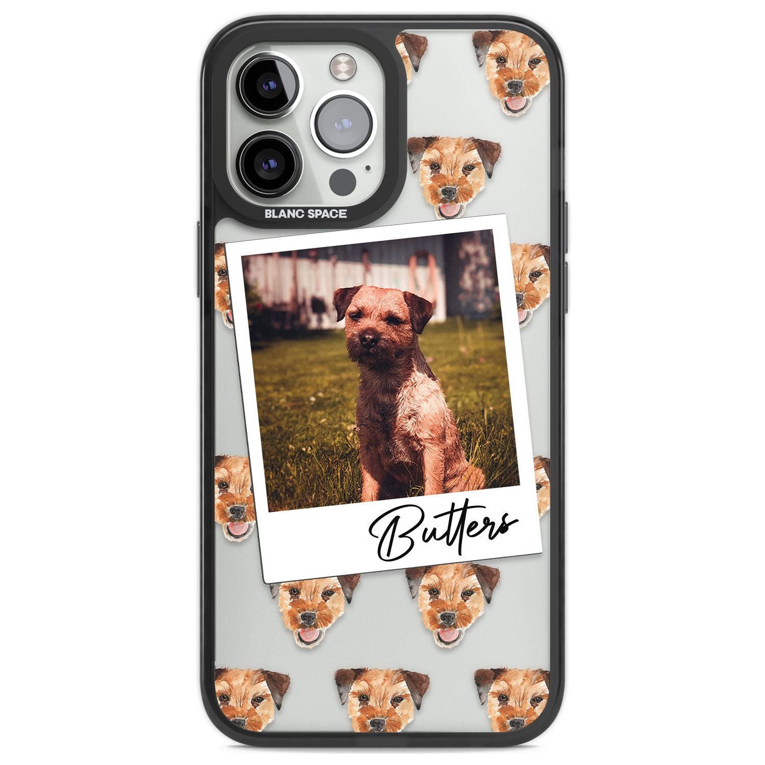Personalised Border Terrier - Dog Photo Custom Phone Case iPhone 13 Pro Max / Black Impact Case,iPhone 14 Pro Max / Black Impact Case Blanc Space