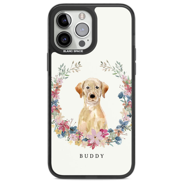 Personalised Yellow Labrador Retriever Dog Portrait Custom Phone Case iPhone 13 Pro Max / Black Impact Case,iPhone 14 Pro Max / Black Impact Case Blanc Space