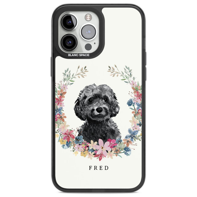 Personalised Black Cockapoo - Watercolour Dog Portrait Custom Phone Case iPhone 13 Pro Max / Black Impact Case,iPhone 14 Pro Max / Black Impact Case Blanc Space