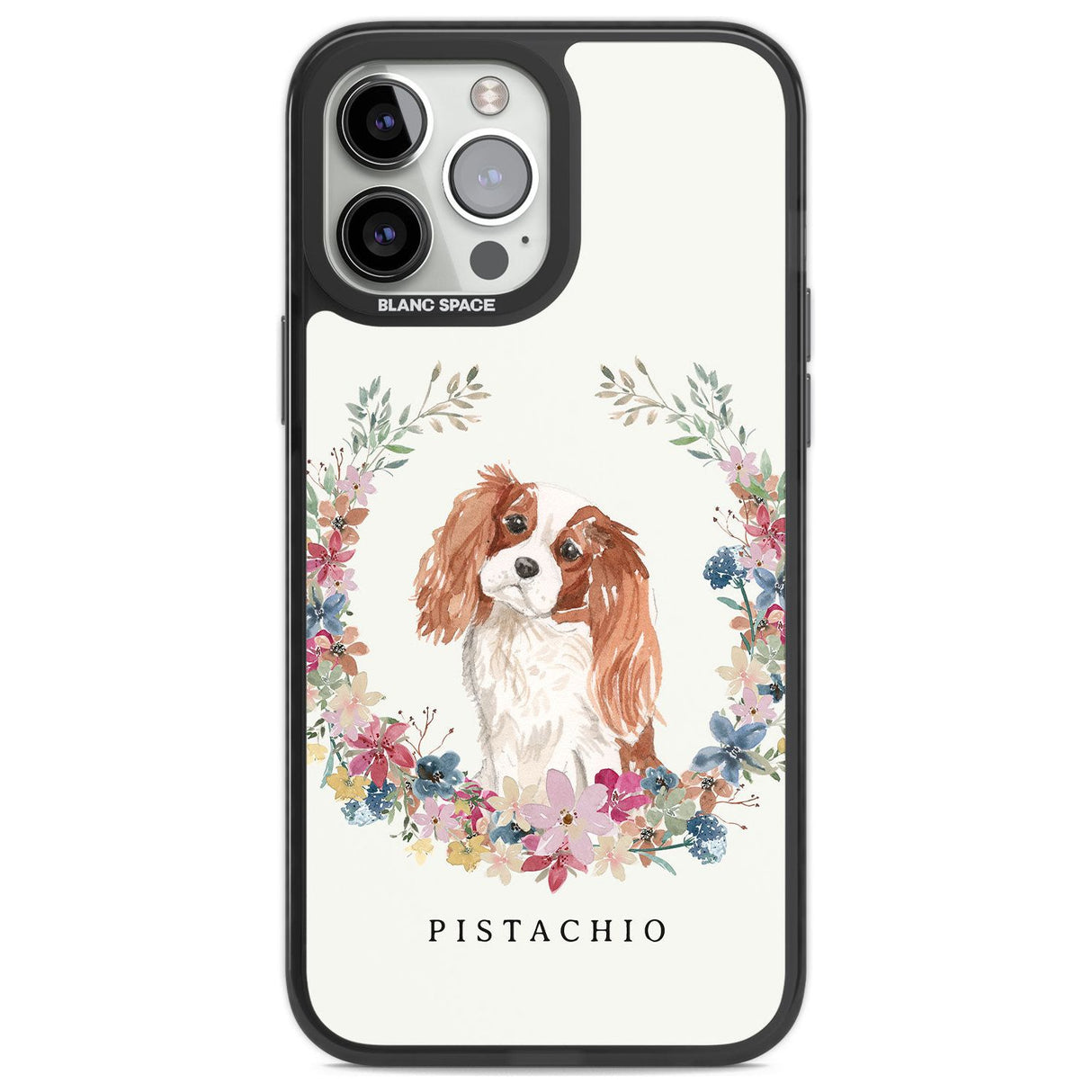 Personalised Cavalier King Charles Portrait Spaniel Custom Phone Case iPhone 13 Pro Max / Black Impact Case,iPhone 14 Pro Max / Black Impact Case Blanc Space