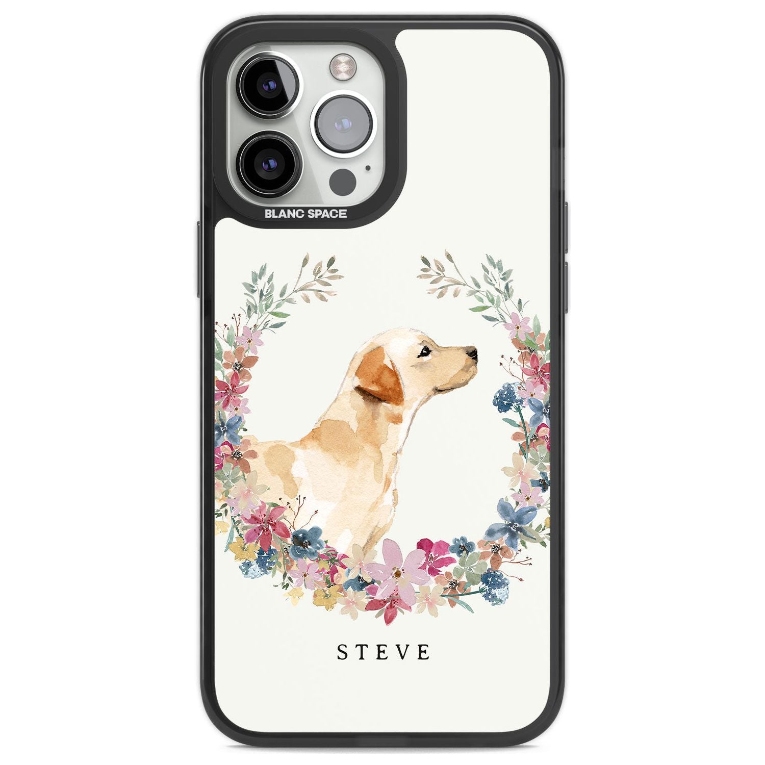 Personalised Yellow Labrador - Watercolour Dog Portrait Custom Phone Case iPhone 13 Pro Max / Black Impact Case,iPhone 14 Pro Max / Black Impact Case Blanc Space