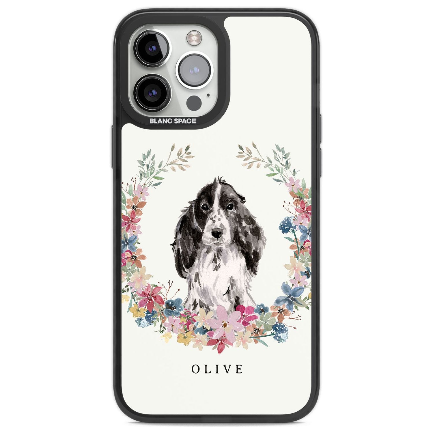 Personalised Black Cocker Spaniel - Watercolour Dog Portrait Custom Phone Case iPhone 13 Pro Max / Black Impact Case,iPhone 14 Pro Max / Black Impact Case Blanc Space