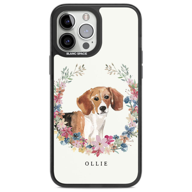 Personalised Beagle - Watercolour Dog Portrait Custom Phone Case iPhone 13 Pro Max / Black Impact Case,iPhone 14 Pro Max / Black Impact Case Blanc Space