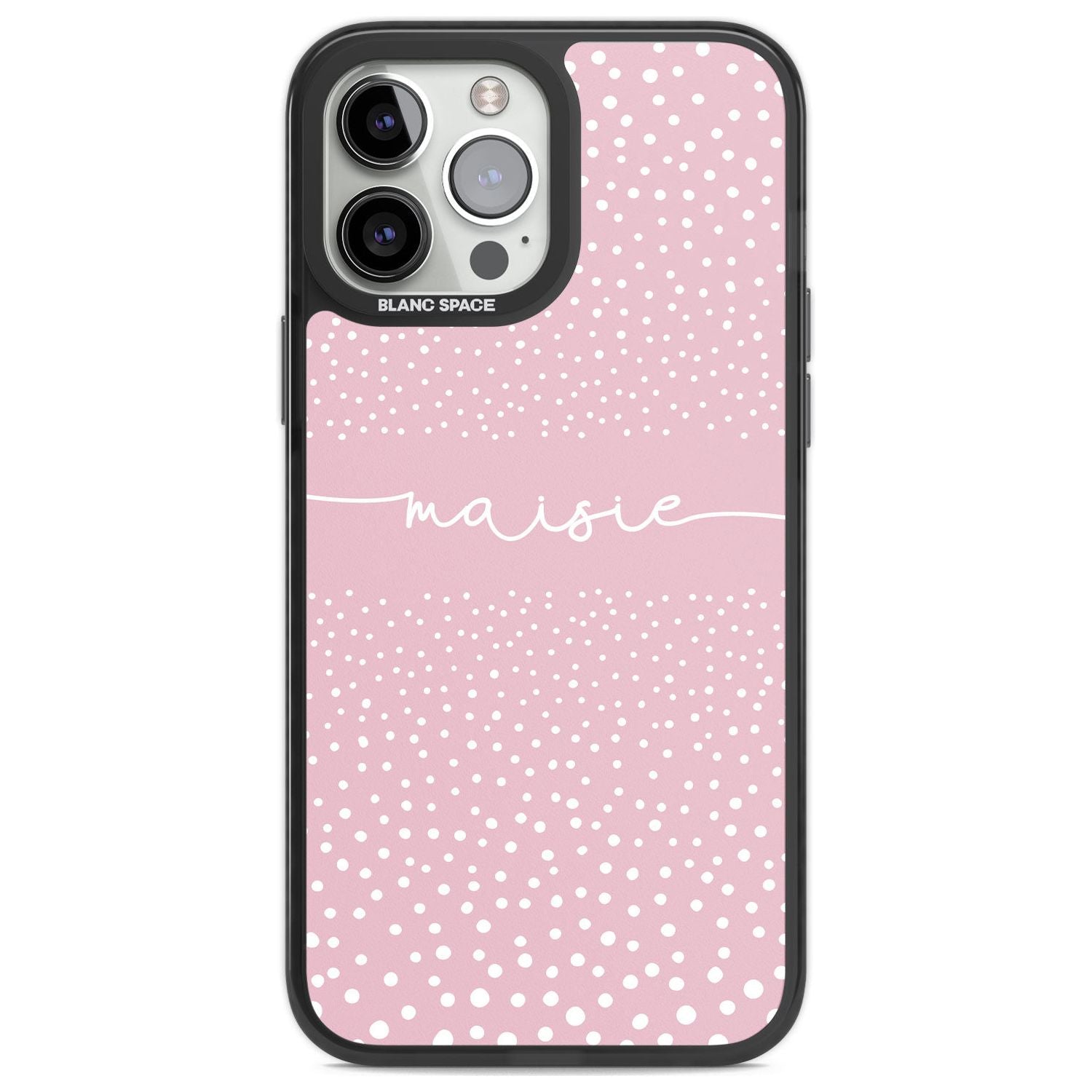 Personalised Pink Dots Custom Phone Case iPhone 13 Pro Max / Black Impact Case,iPhone 14 Pro Max / Black Impact Case Blanc Space