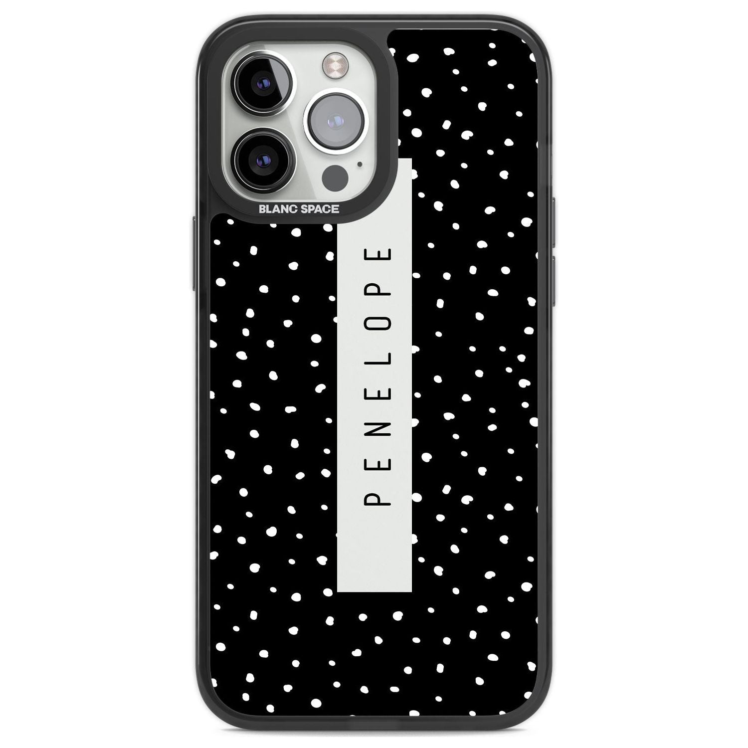 Personalised Black Dots Custom Phone Case iPhone 13 Pro Max / Black Impact Case,iPhone 14 Pro Max / Black Impact Case Blanc Space