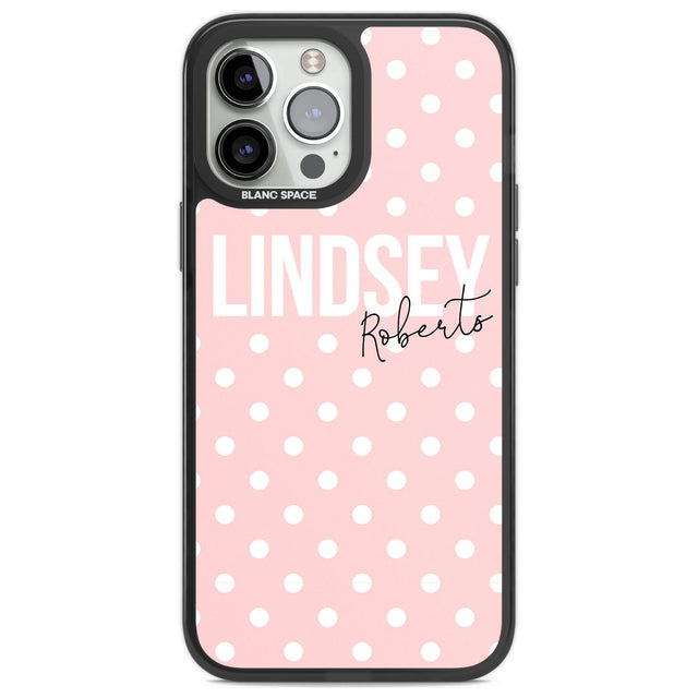 Personalised Pink Polka Custom Phone Case iPhone 13 Pro Max / Black Impact Case,iPhone 14 Pro Max / Black Impact Case Blanc Space