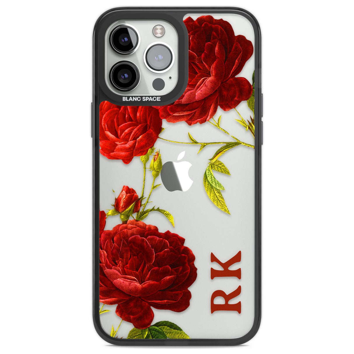 Personalised Clear Vintage Floral Red Roses Custom Phone Case iPhone 13 Pro Max / Black Impact Case,iPhone 14 Pro Max / Black Impact Case Blanc Space