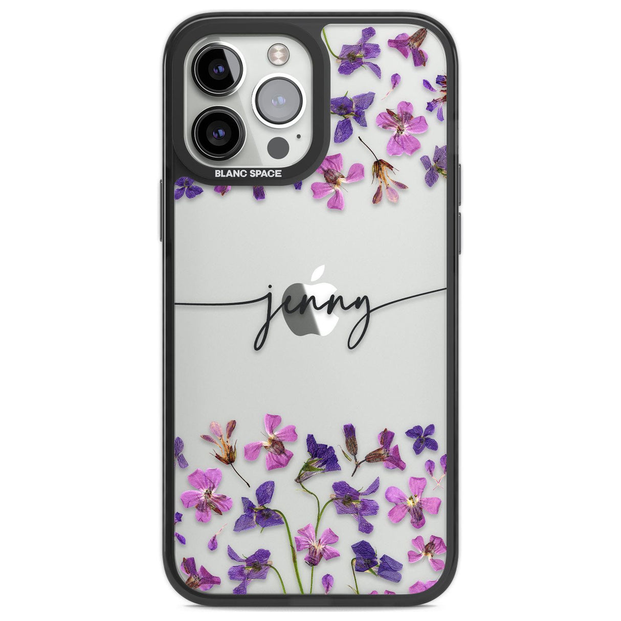 Personalised Purple Violets Custom Phone Case iPhone 13 Pro Max / Black Impact Case,iPhone 14 Pro Max / Black Impact Case Blanc Space