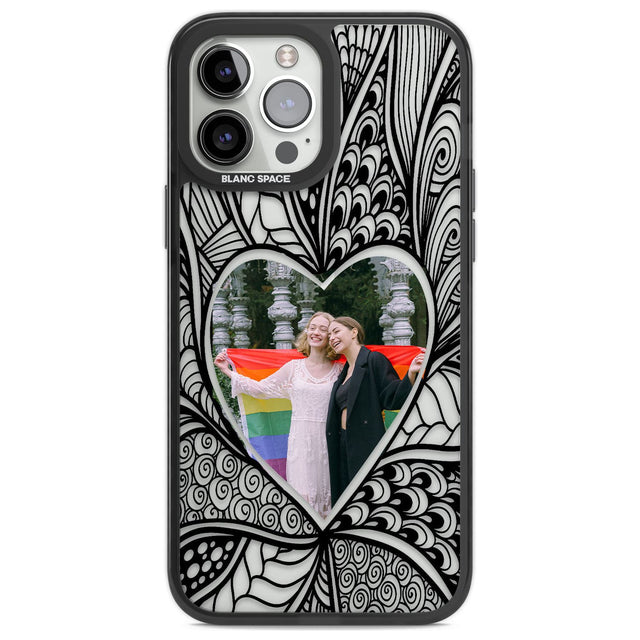 Personalised Henna Heart Photo Case Custom Phone Case iPhone 13 Pro Max / Black Impact Case,iPhone 14 Pro Max / Black Impact Case Blanc Space