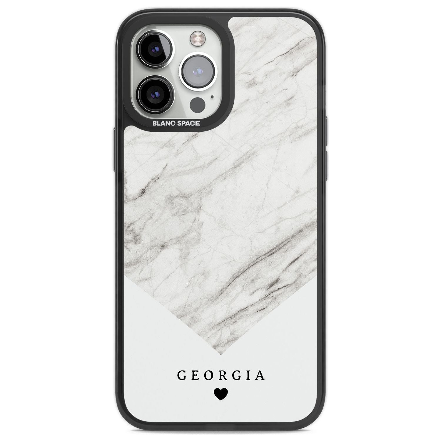 Personalised White Marble Custom Phone Case iPhone 13 Pro Max / Black Impact Case,iPhone 14 Pro Max / Black Impact Case Blanc Space