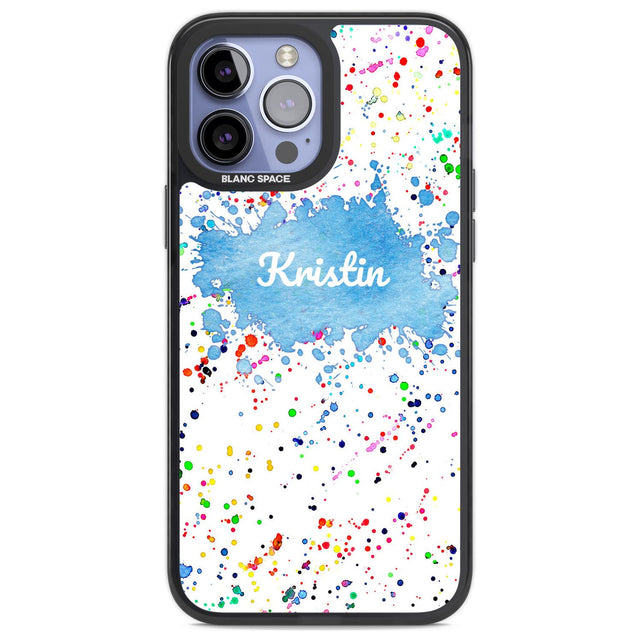 Personalised Rainbow Paint Splatter Custom Phone Case iPhone 13 Pro Max / Black Impact Case,iPhone 14 Pro Max / Black Impact Case Blanc Space