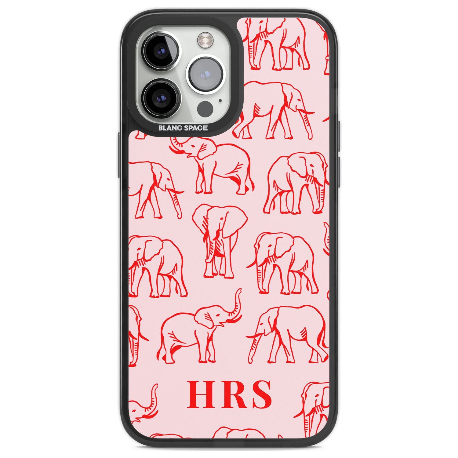 Personalised Red Elephant Outlines on Pink Custom Phone Case iPhone 13 Pro Max / Black Impact Case,iPhone 14 Pro Max / Black Impact Case Blanc Space