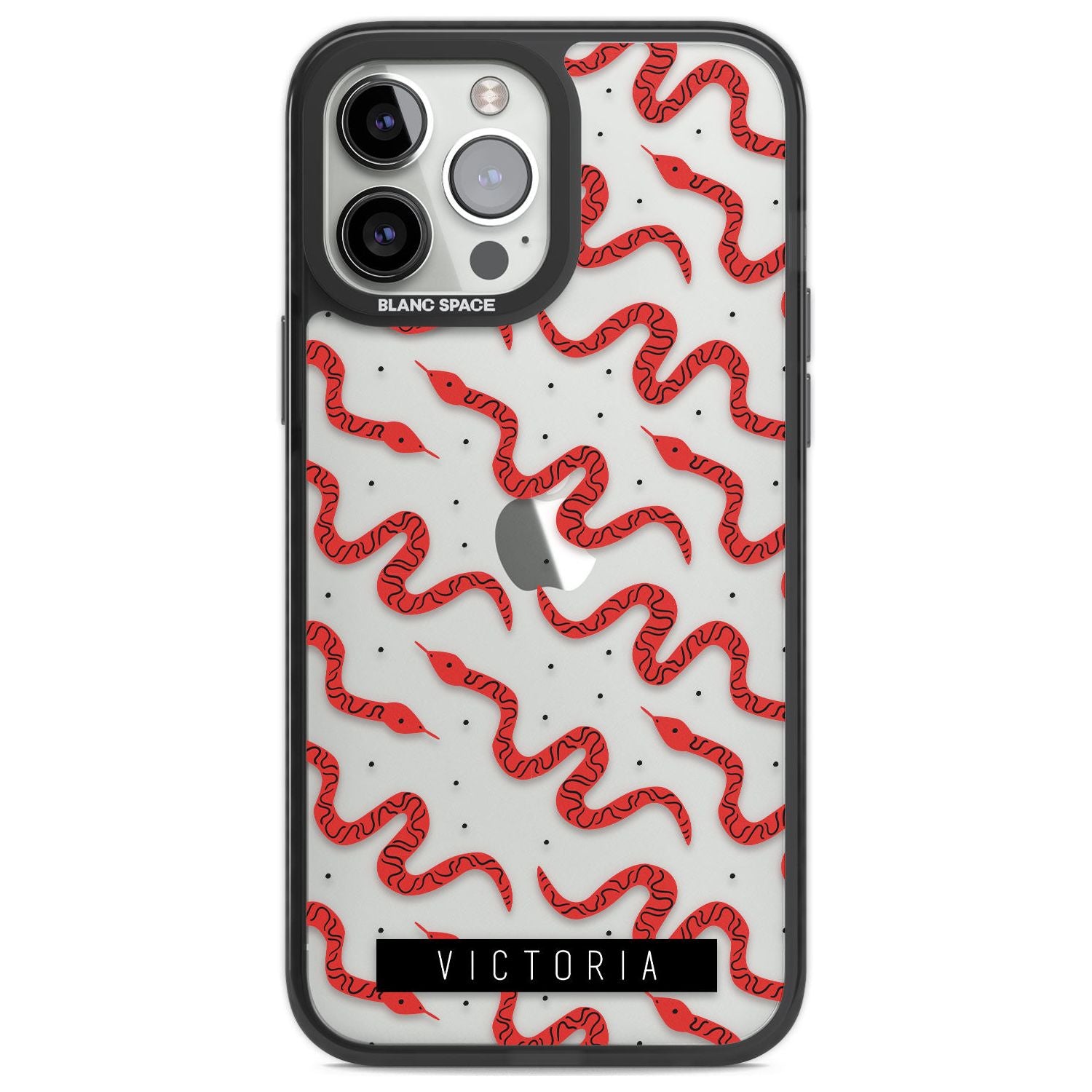 Personalised Snake Pattern Custom Phone Case iPhone 13 Pro Max / Black Impact Case,iPhone 14 Pro Max / Black Impact Case Blanc Space