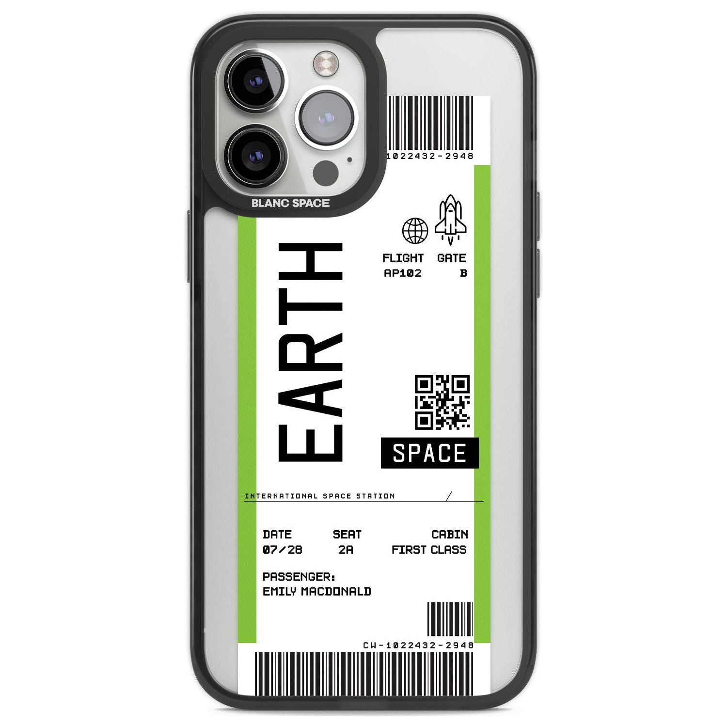 Personalised Earth Space Travel Ticket Custom Phone Case iPhone 13 Pro Max / Black Impact Case,iPhone 14 Pro Max / Black Impact Case Blanc Space