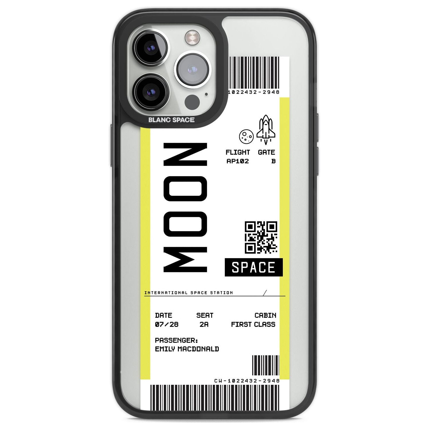 Personalised Moon Space Travel Ticket Custom Phone Case iPhone 13 Pro Max / Black Impact Case,iPhone 14 Pro Max / Black Impact Case Blanc Space