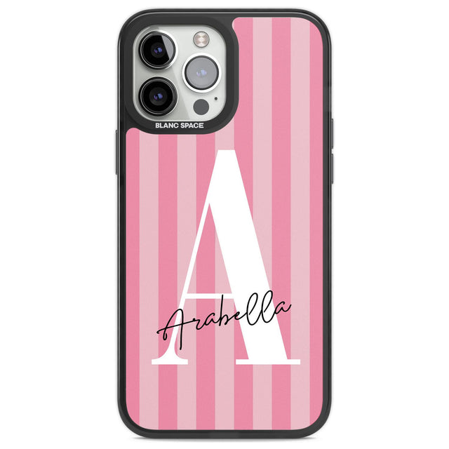 Personalised Pink on Pink Stripes Custom Phone Case iPhone 13 Pro Max / Black Impact Case,iPhone 14 Pro Max / Black Impact Case Blanc Space