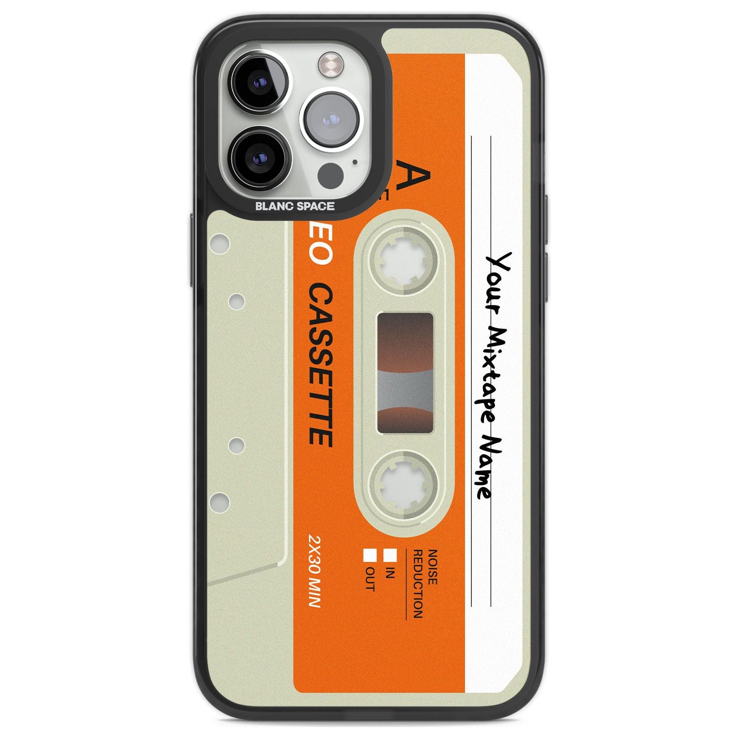 Personalised Classic Cassette Custom Phone Case iPhone 13 Pro Max / Black Impact Case,iPhone 14 Pro Max / Black Impact Case Blanc Space