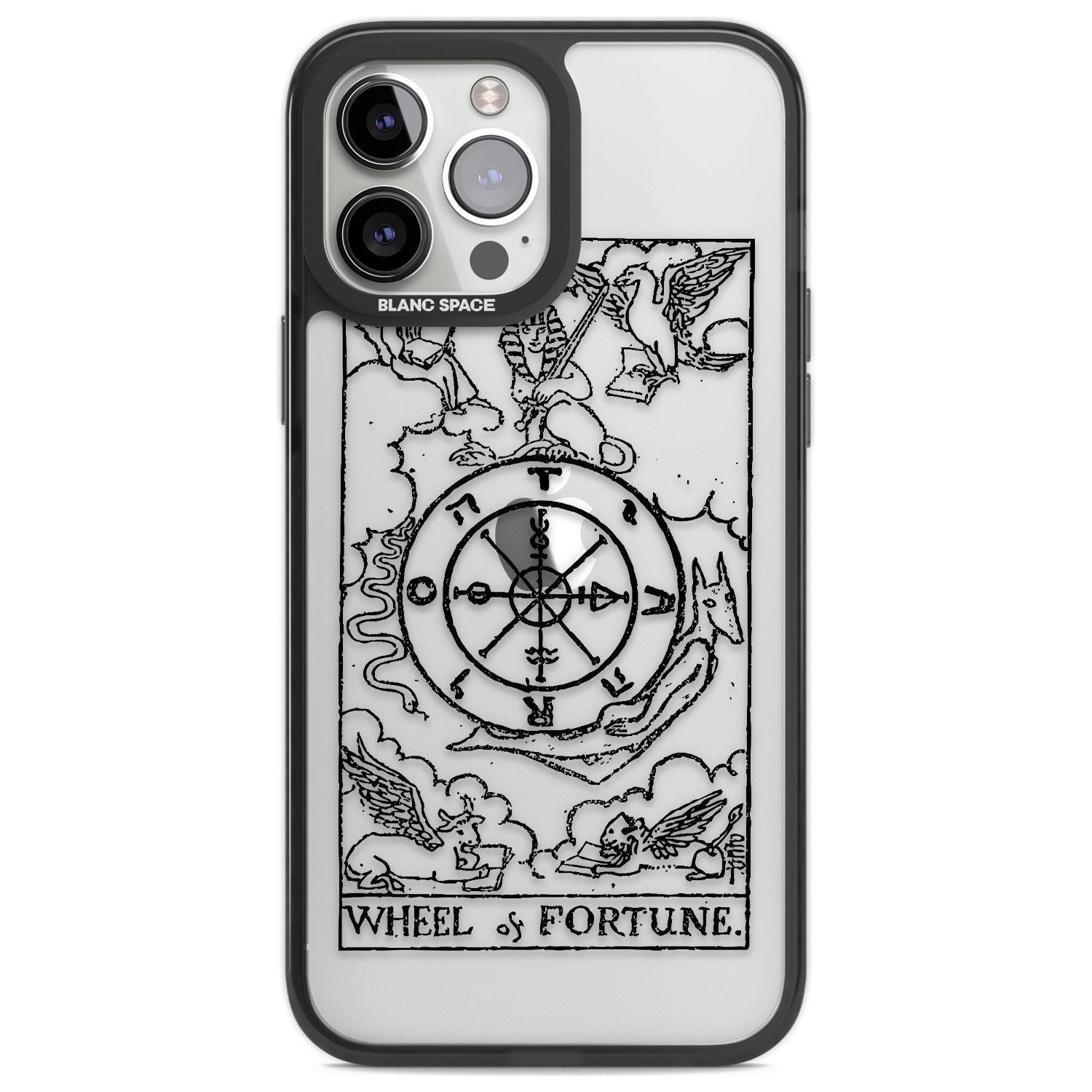 Personalised Wheel of Fortune Tarot Card - Transparent Custom Phone Case iPhone 13 Pro Max / Black Impact Case,iPhone 14 Pro Max / Black Impact Case Blanc Space