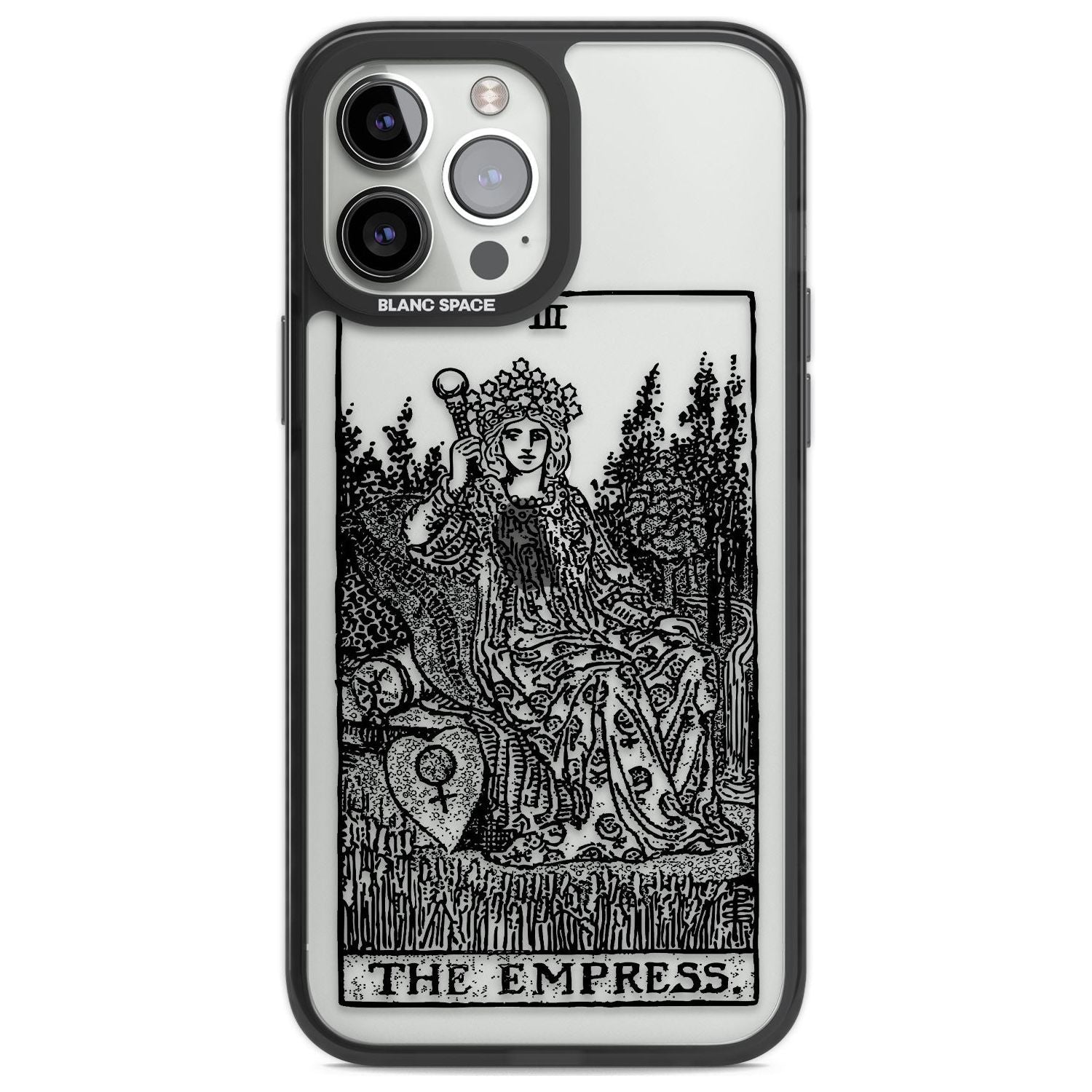 Personalised The Empress Tarot Card - Transparent Custom Phone Case iPhone 13 Pro Max / Black Impact Case,iPhone 14 Pro Max / Black Impact Case Blanc Space