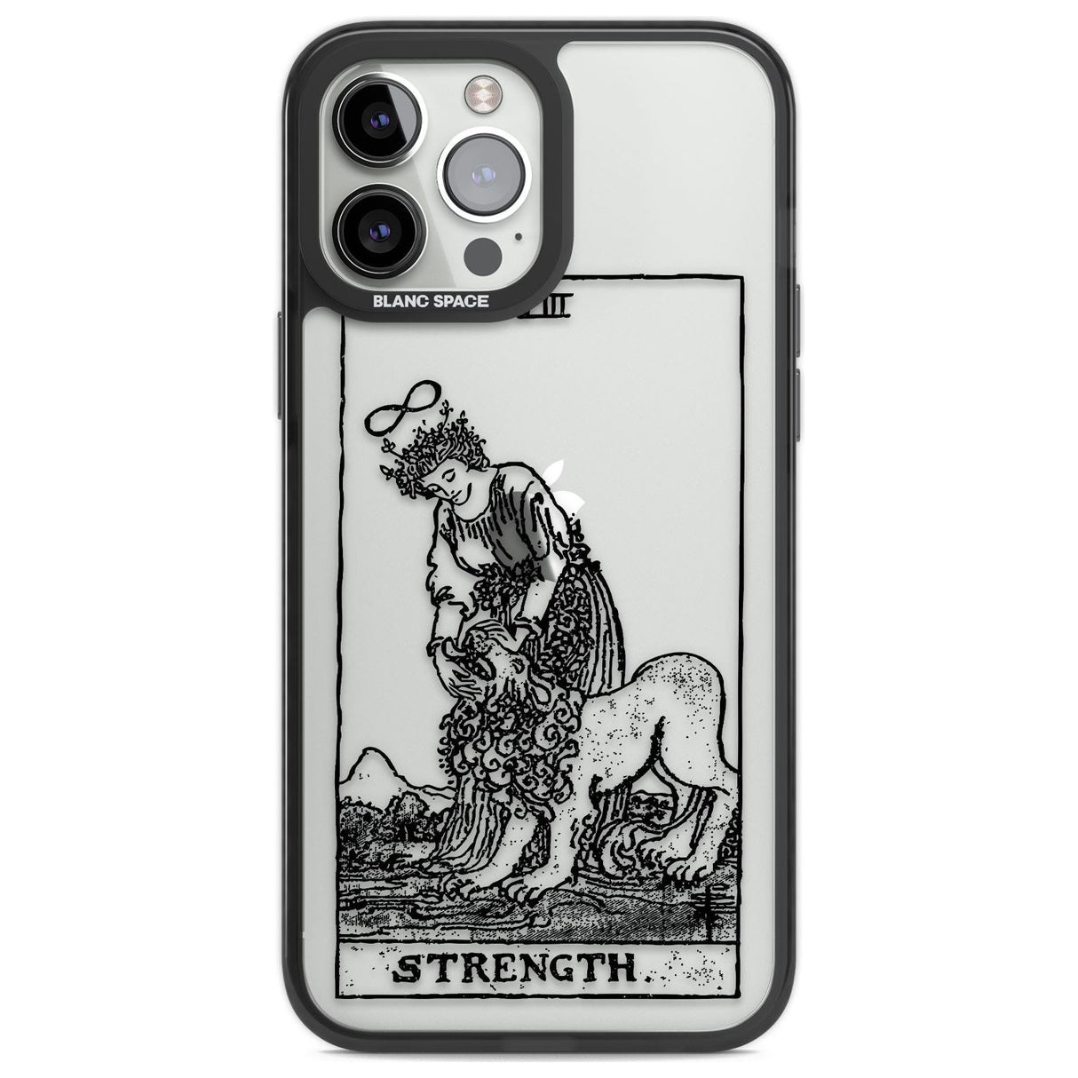 Personalised Strength Tarot Card - Transparent Custom Phone Case iPhone 13 Pro Max / Black Impact Case,iPhone 14 Pro Max / Black Impact Case Blanc Space