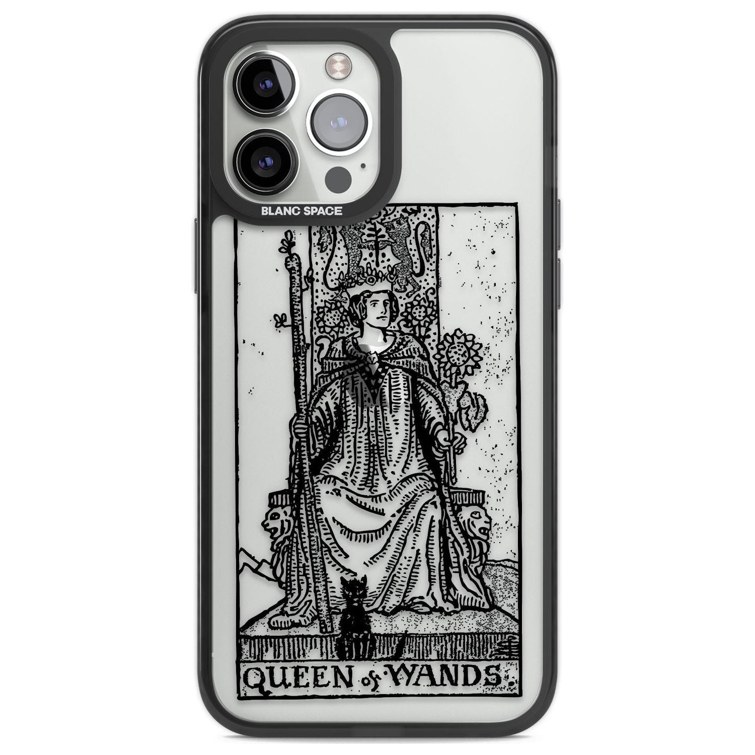 Personalised Queen of Wands Tarot Card - Transparent Custom Phone Case iPhone 13 Pro Max / Black Impact Case,iPhone 14 Pro Max / Black Impact Case Blanc Space