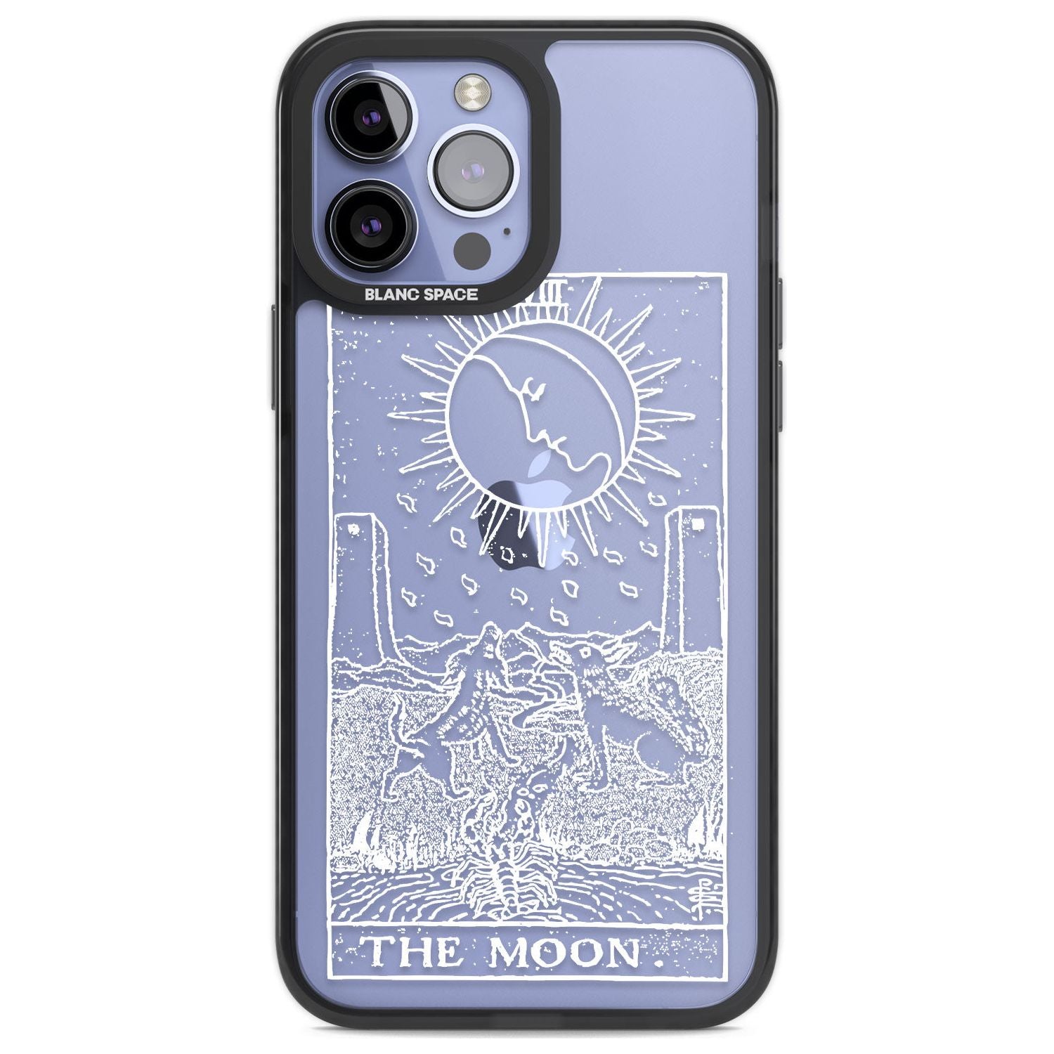 Personalised The Moon Tarot Card - White Transparent Custom Phone Case iPhone 13 Pro Max / Black Impact Case,iPhone 14 Pro Max / Black Impact Case Blanc Space