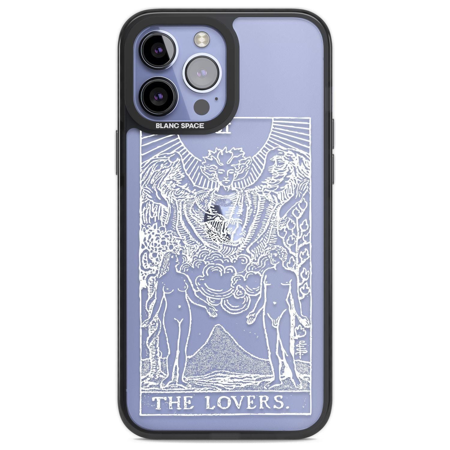 Personalised The Lovers Tarot Card - White Transparent Custom Phone Case iPhone 13 Pro Max / Black Impact Case,iPhone 14 Pro Max / Black Impact Case Blanc Space