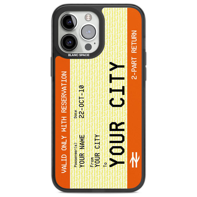Personalised Create Your Own Train Ticket Custom Phone Case iPhone 13 Pro Max / Black Impact Case,iPhone 14 Pro Max / Black Impact Case Blanc Space